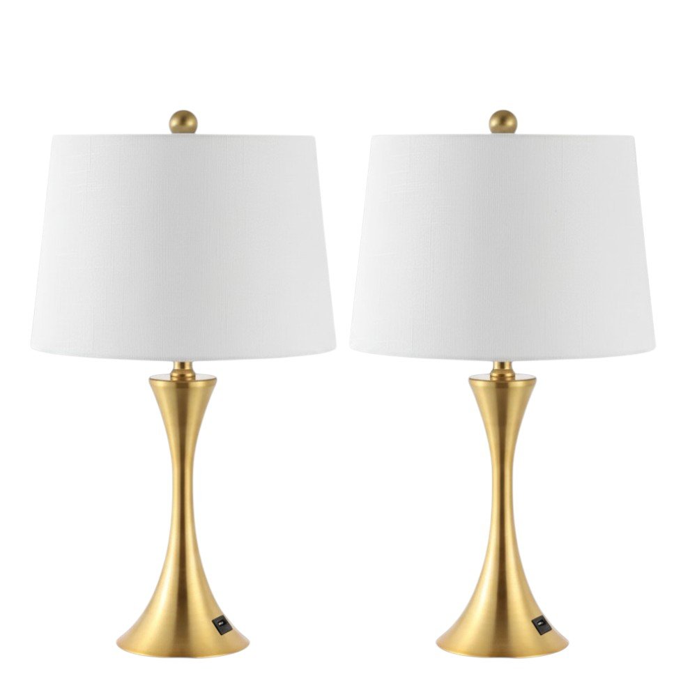 Set of Two 23" Clear Novelty Table Lamps With Empire Shades on a white background