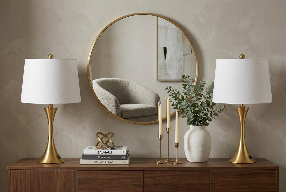 Set of Two 23" Clear Novelty Table Lamps With Empire Shades in a home interior