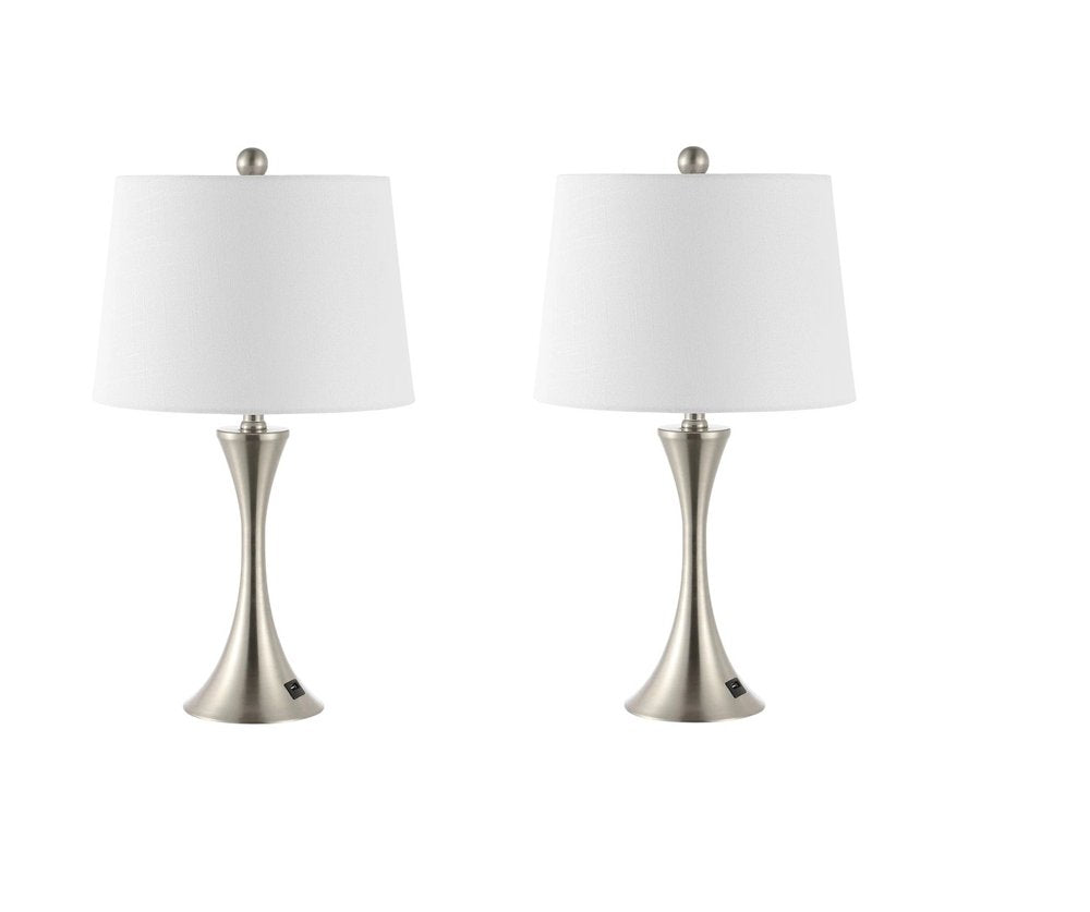 Set of Two 23" Clear Novelty Table Lamps With Empire Shades on a white background