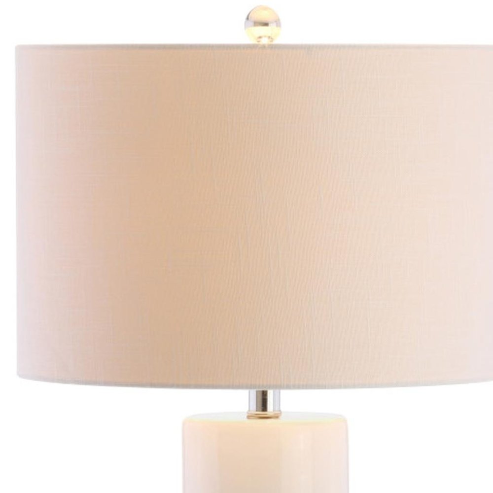 32" Silver Novelty Table Lamp With Drum Shade. Table lamp isolated on a plain white background.