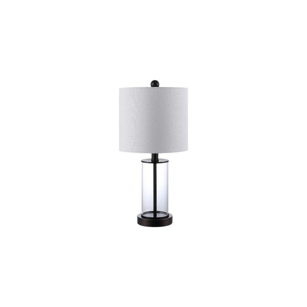Set of Two 21" Antiqued Bronze USB Table Lamps With Drum Shades