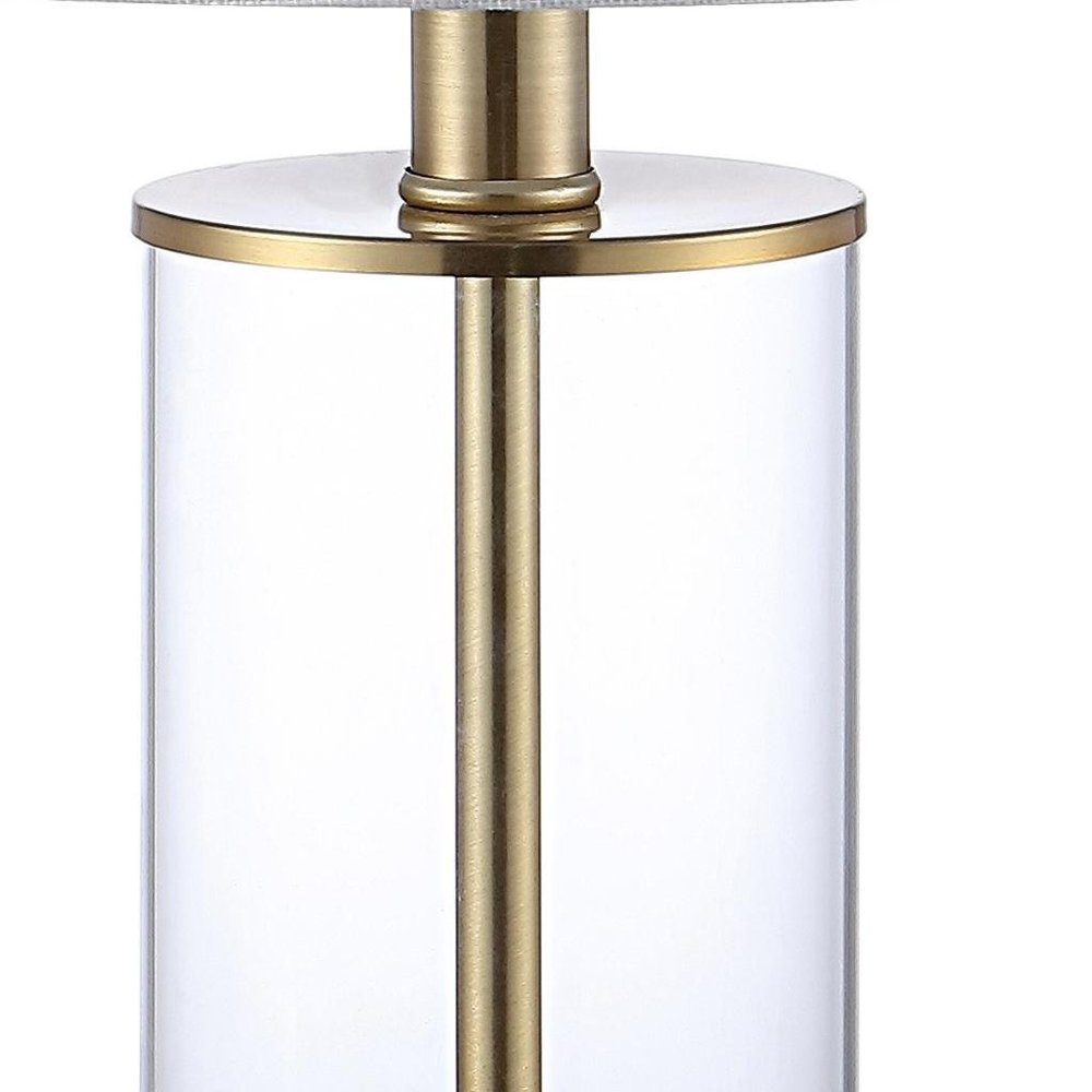 Set of Two 21" Gold USB Table Lamps With Drum Shades