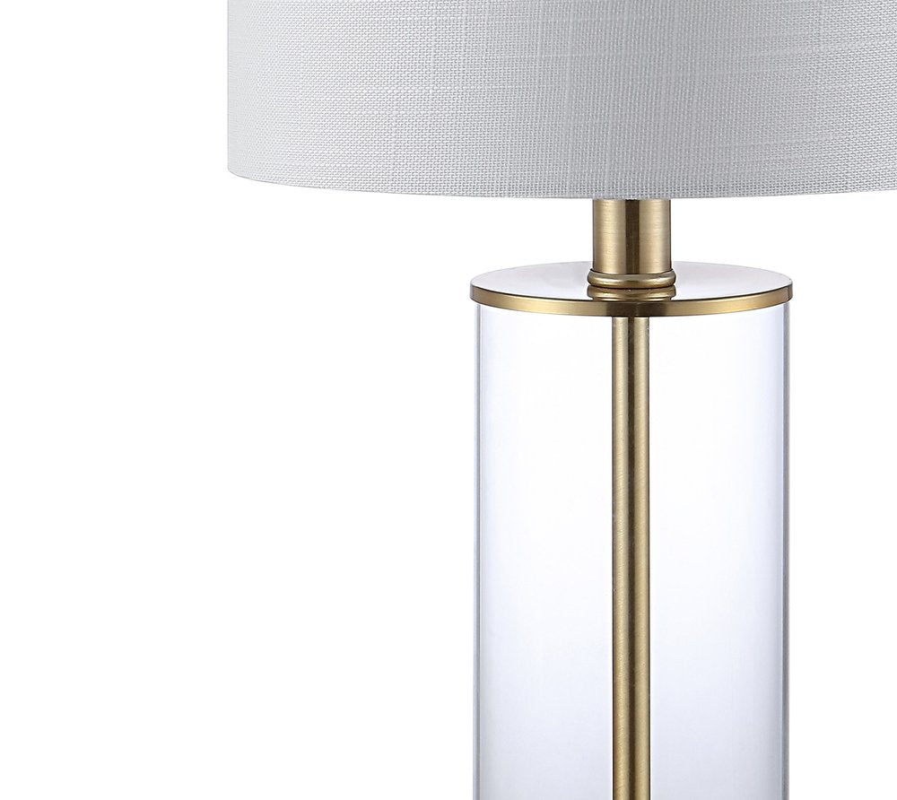 Set of Two 21" Gold USB Table Lamps With Drum Shades