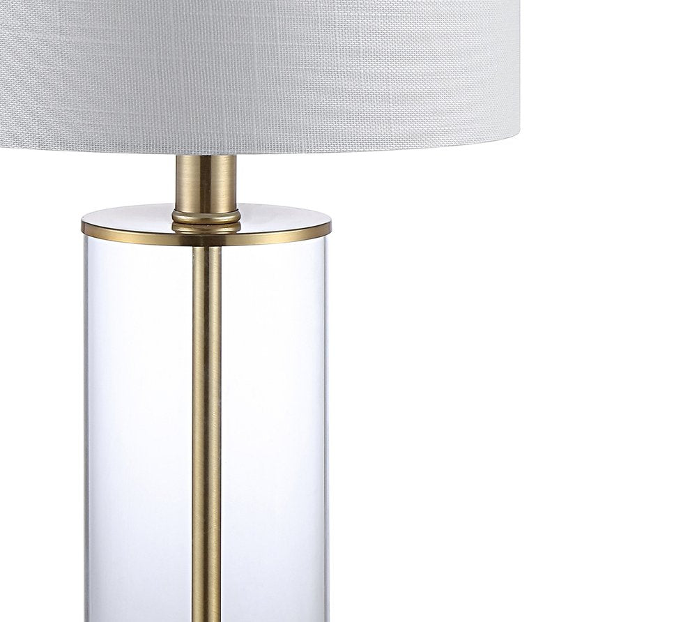 Set of Two 21" Gold USB Table Lamps With Drum Shades