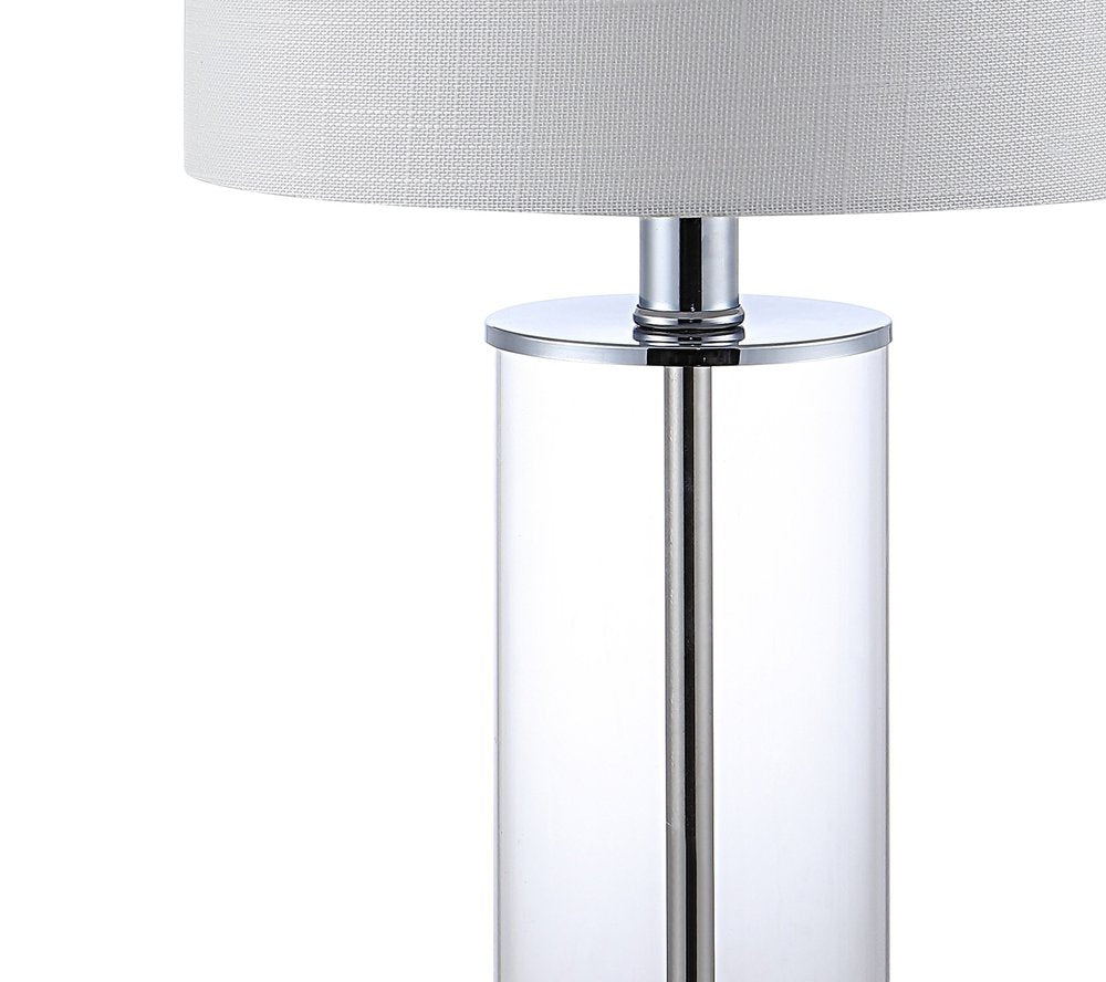 Set of Two 21" Silver USB Table Lamps With Drum Shades