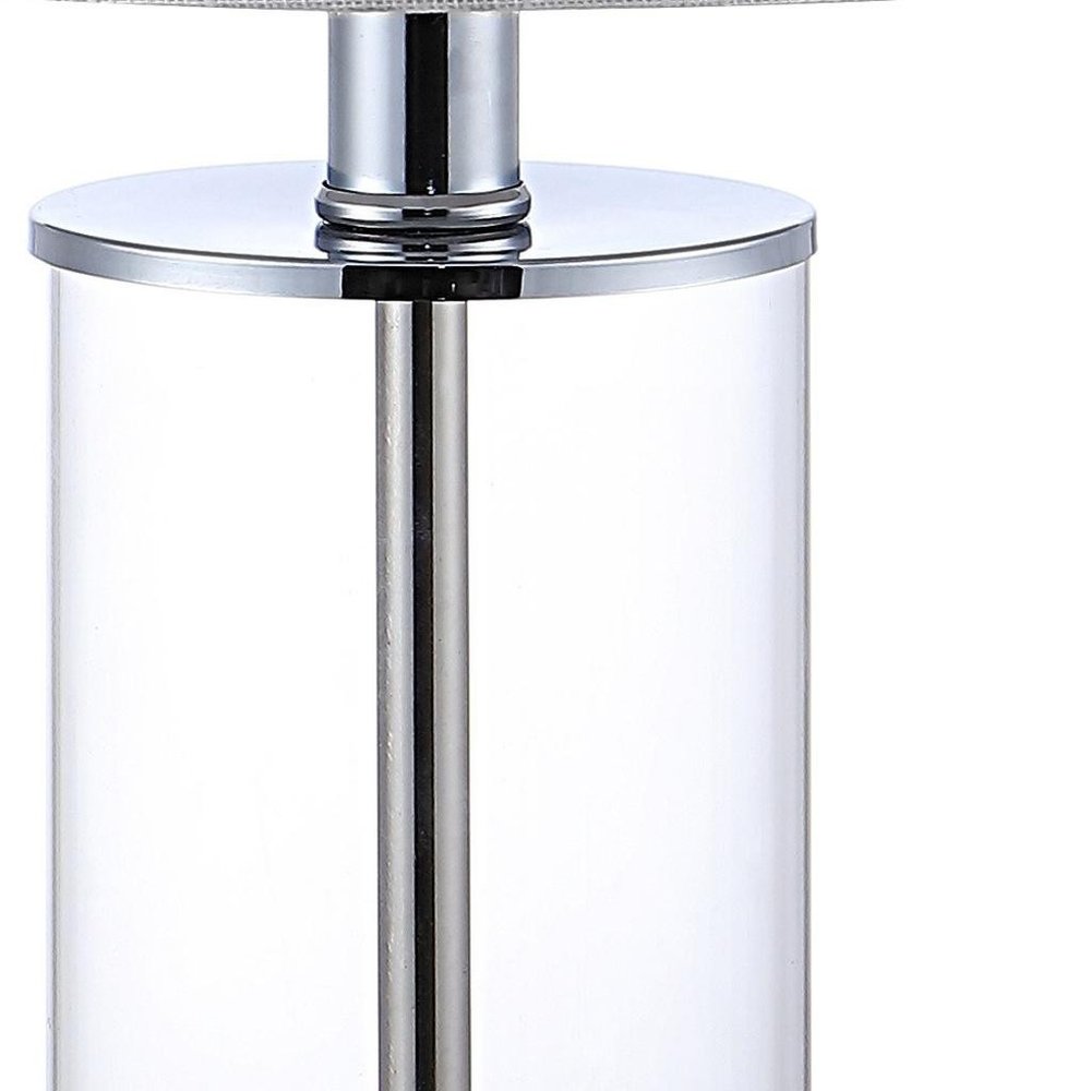 Set of Two 21" Silver USB Table Lamps With Drum Shades