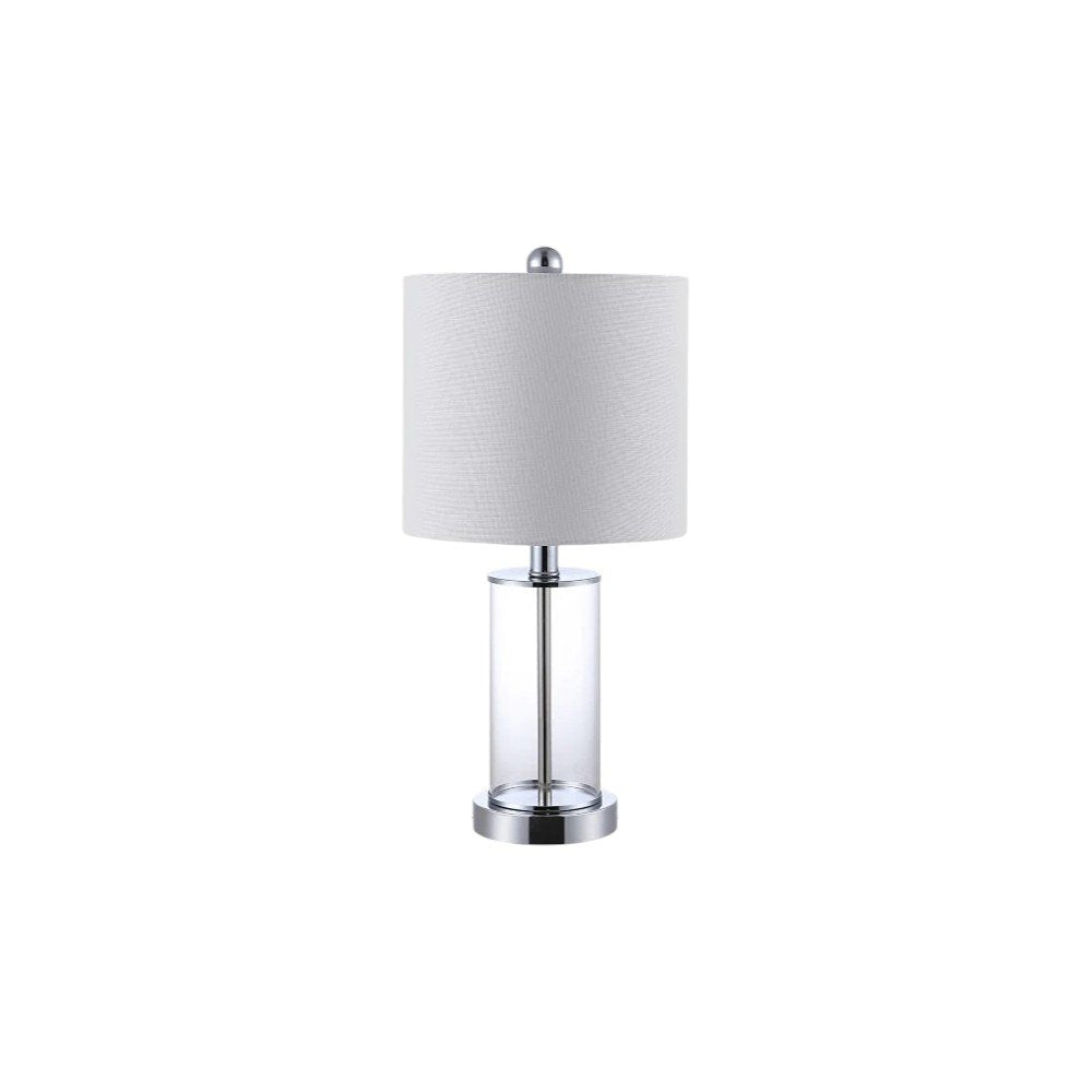 Set of Two 21" Silver USB Table Lamps With Drum Shades