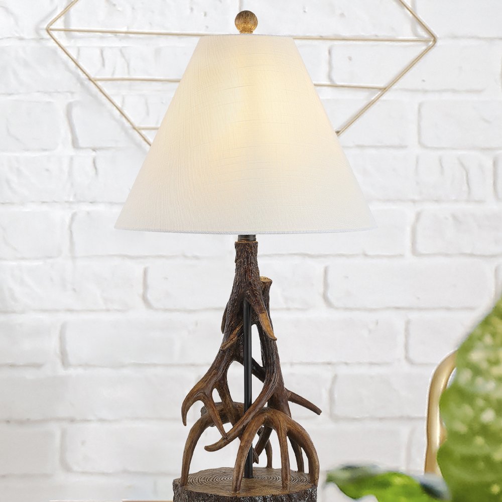 26" Dark Brown Antlers Table Lamp With Empire Shade. Table lamp in dark brown.