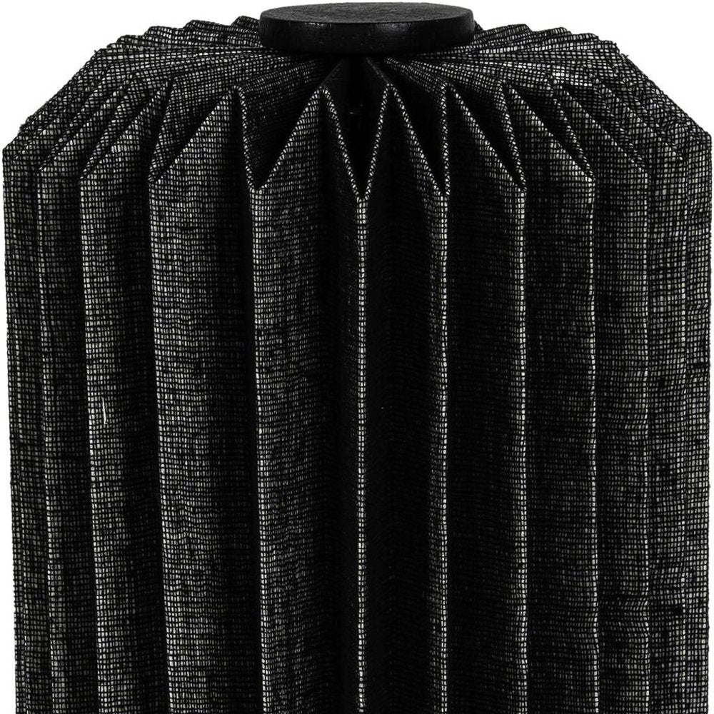9" Black Geometric Bedside Lamp With Cylinder Shade