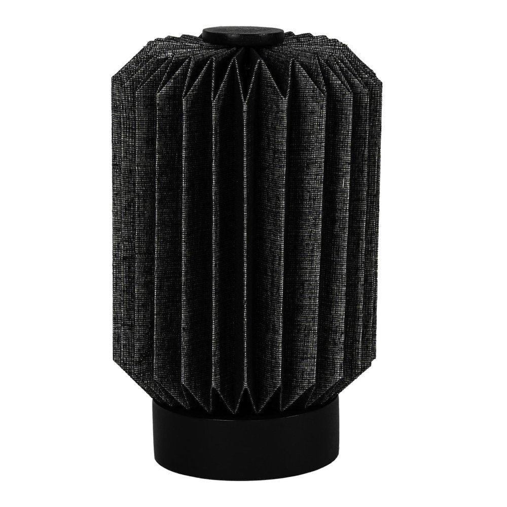 9" Black Geometric Bedside Lamp With Cylinder Shade