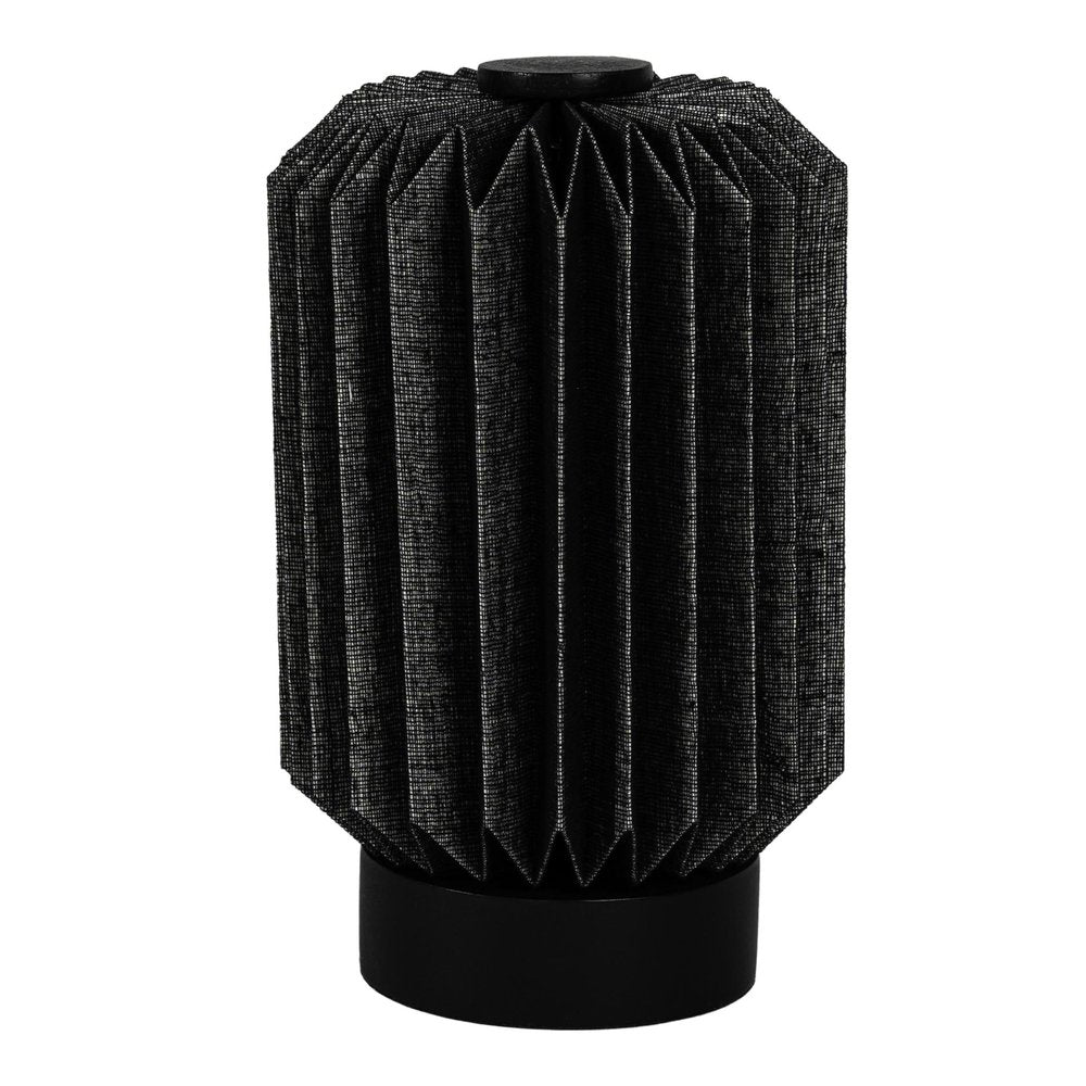 9" Black Geometric Bedside Lamp With Cylinder Shade