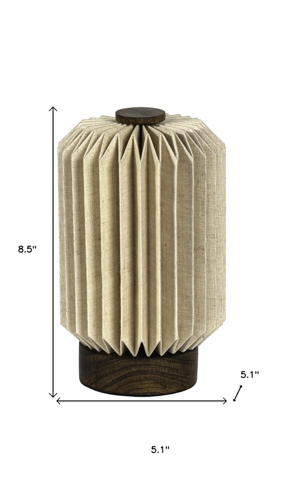 9" Natural Geometric Table Lamp With Cylinder Shade
