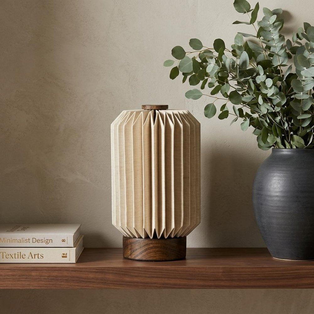 9" Natural Geometric Table Lamp With Cylinder Shade