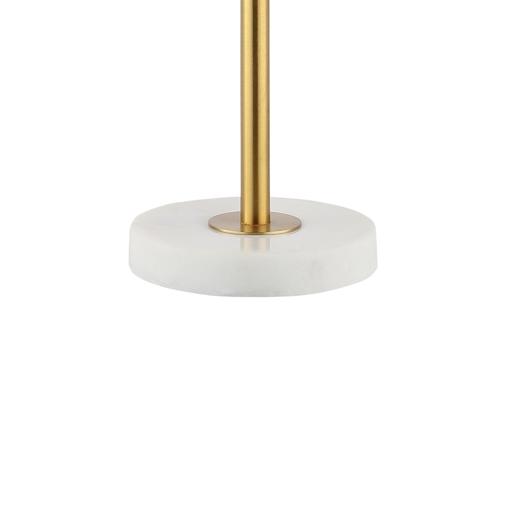 28" White Table Lamp With Globe Shade. Table lamp isolated on a plain white background, in a white finish.