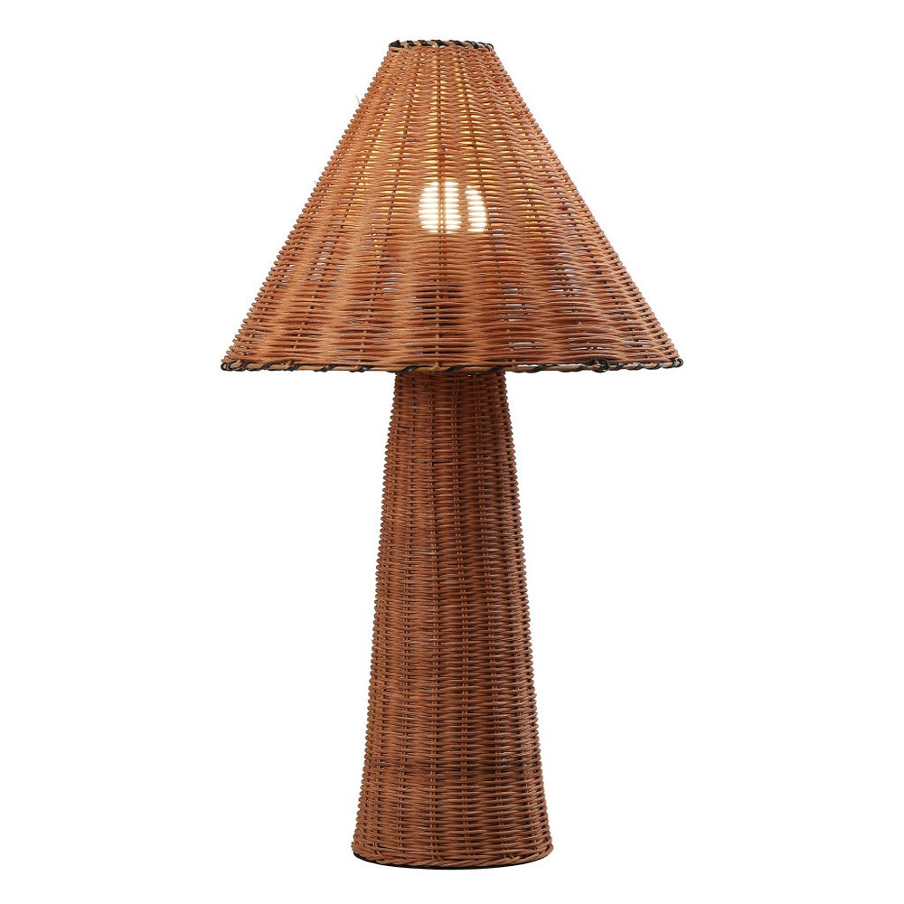 27" Clear Lantern Table Lamp With Empire Shade. Table lamp isolated on a plain white background.