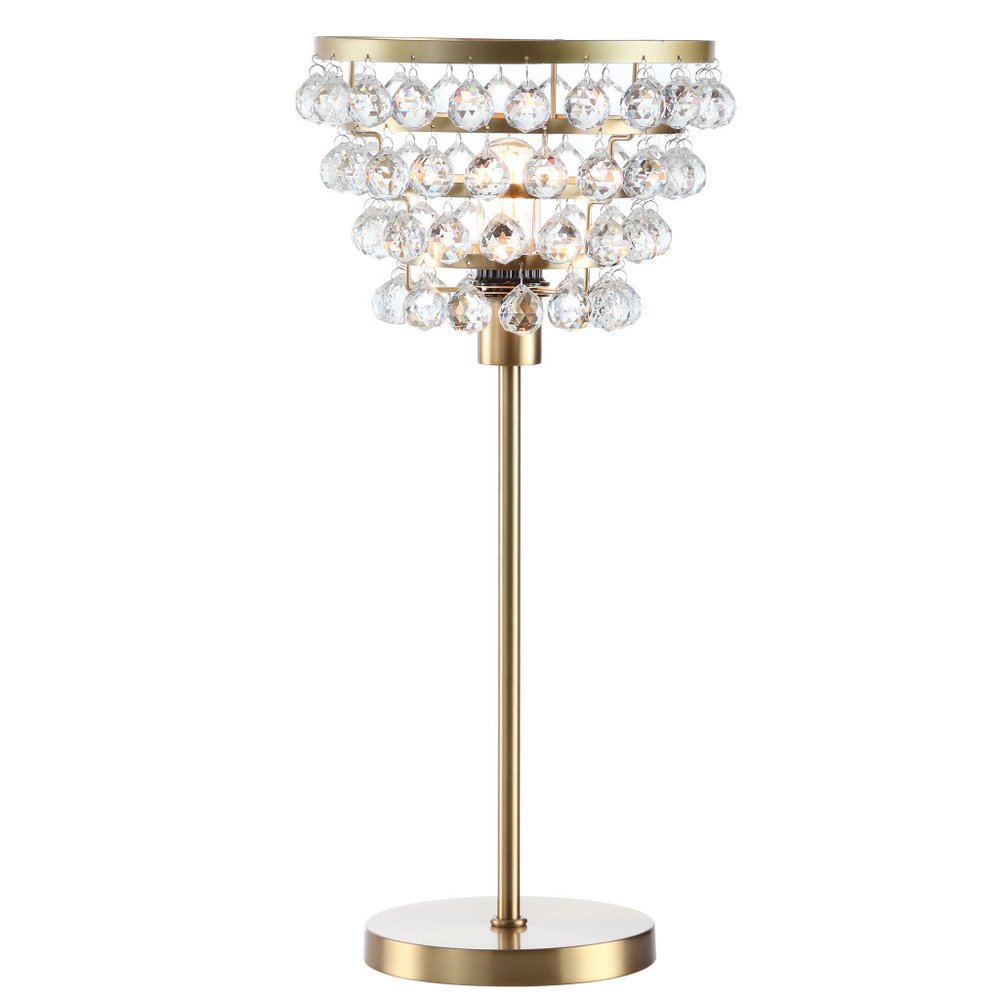 25" Gold Novelty Table Lamp With Drum. Table lamp isolated on a plain white background, finished in gold.