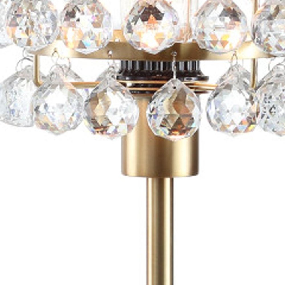 25" Gold Novelty Table Lamp With Drum. Table lamp isolated on a plain white background, in a gold finish.
