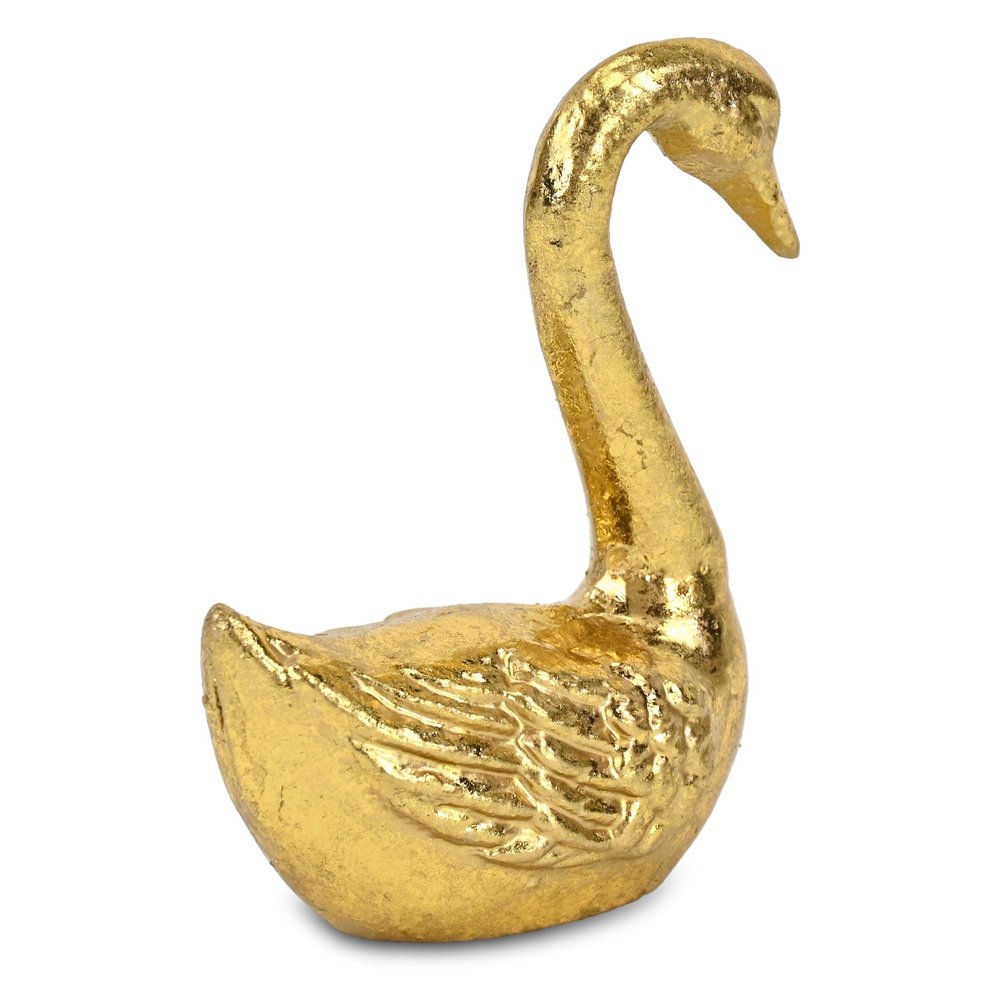 4" Gold Cast Iron Swan Hand Painted Figurine