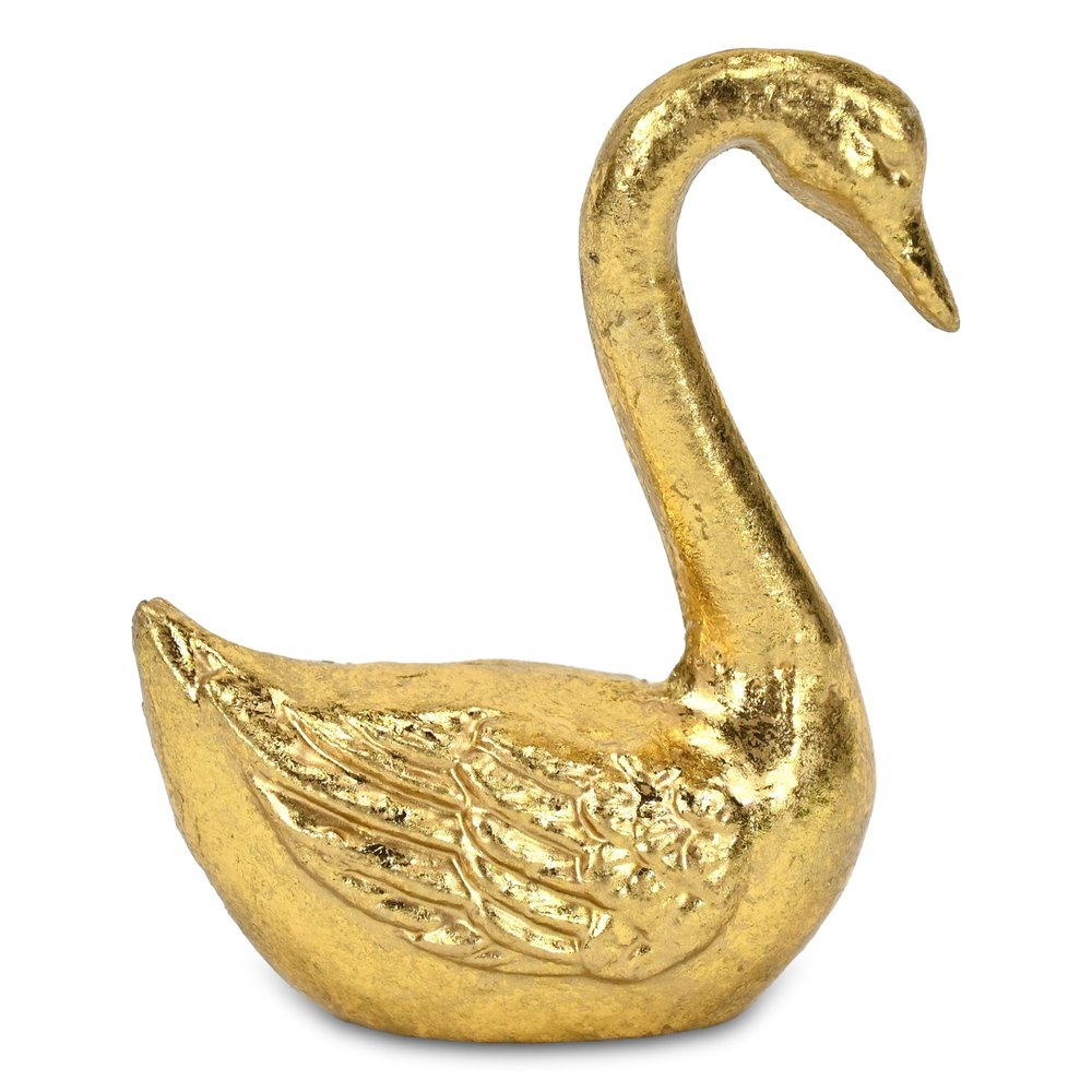 4" Gold Cast Iron Swan Hand Painted Figurine