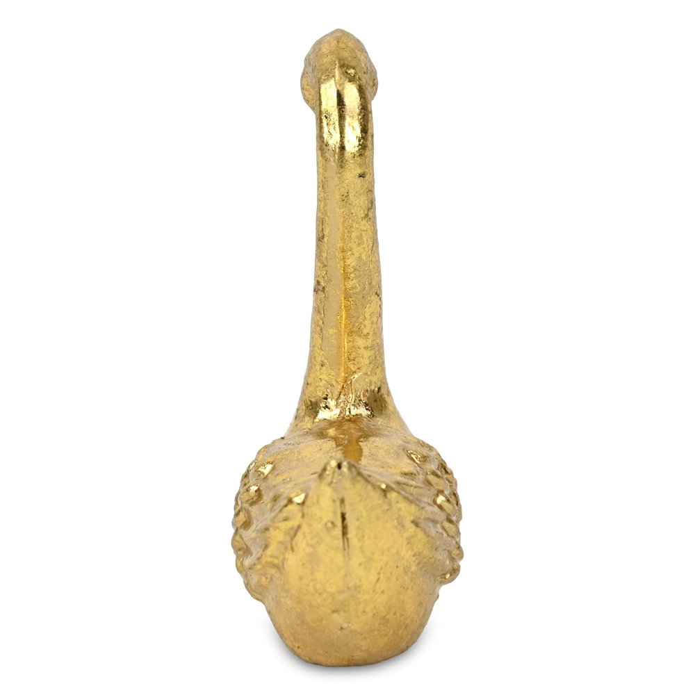 4" Gold Cast Iron Swan Hand Painted Figurine