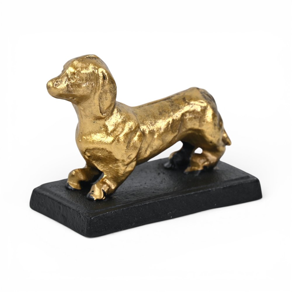 4" Gold Cast Iron Dog Hand Painted Figurine