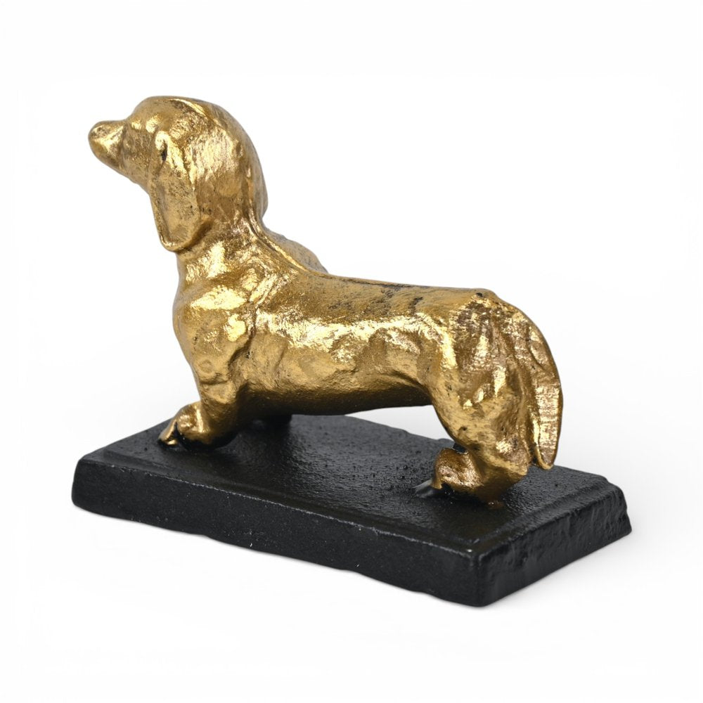 4" Gold Cast Iron Dog Hand Painted Figurine