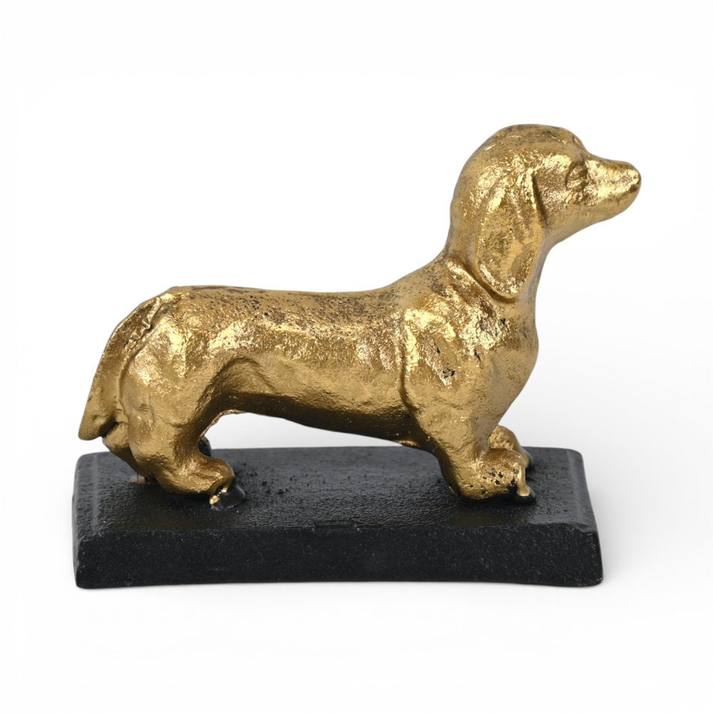 4" Gold Cast Iron Dog Hand Painted Figurine