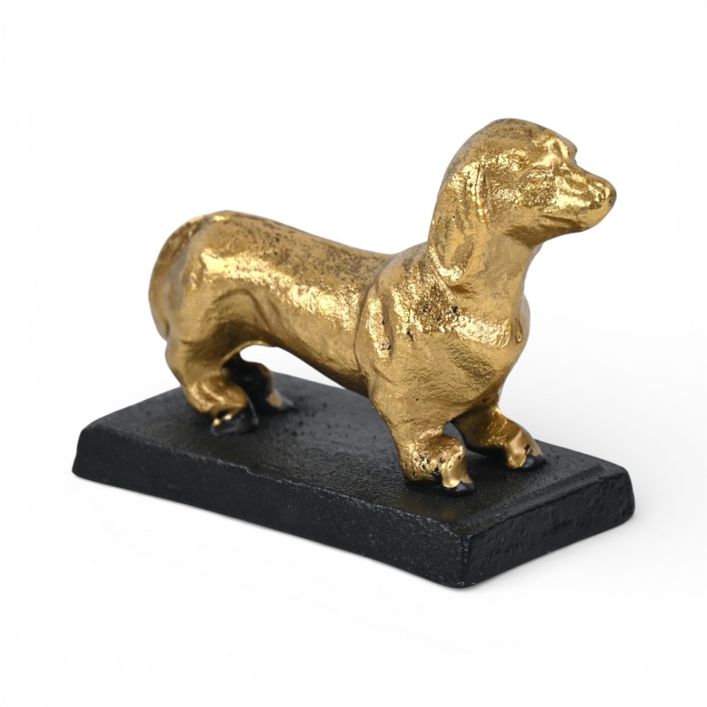 4" Gold Cast Iron Dog Hand Painted Figurine