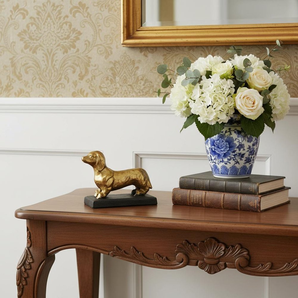 4" Gold Cast Iron Dog Hand Painted Figurine