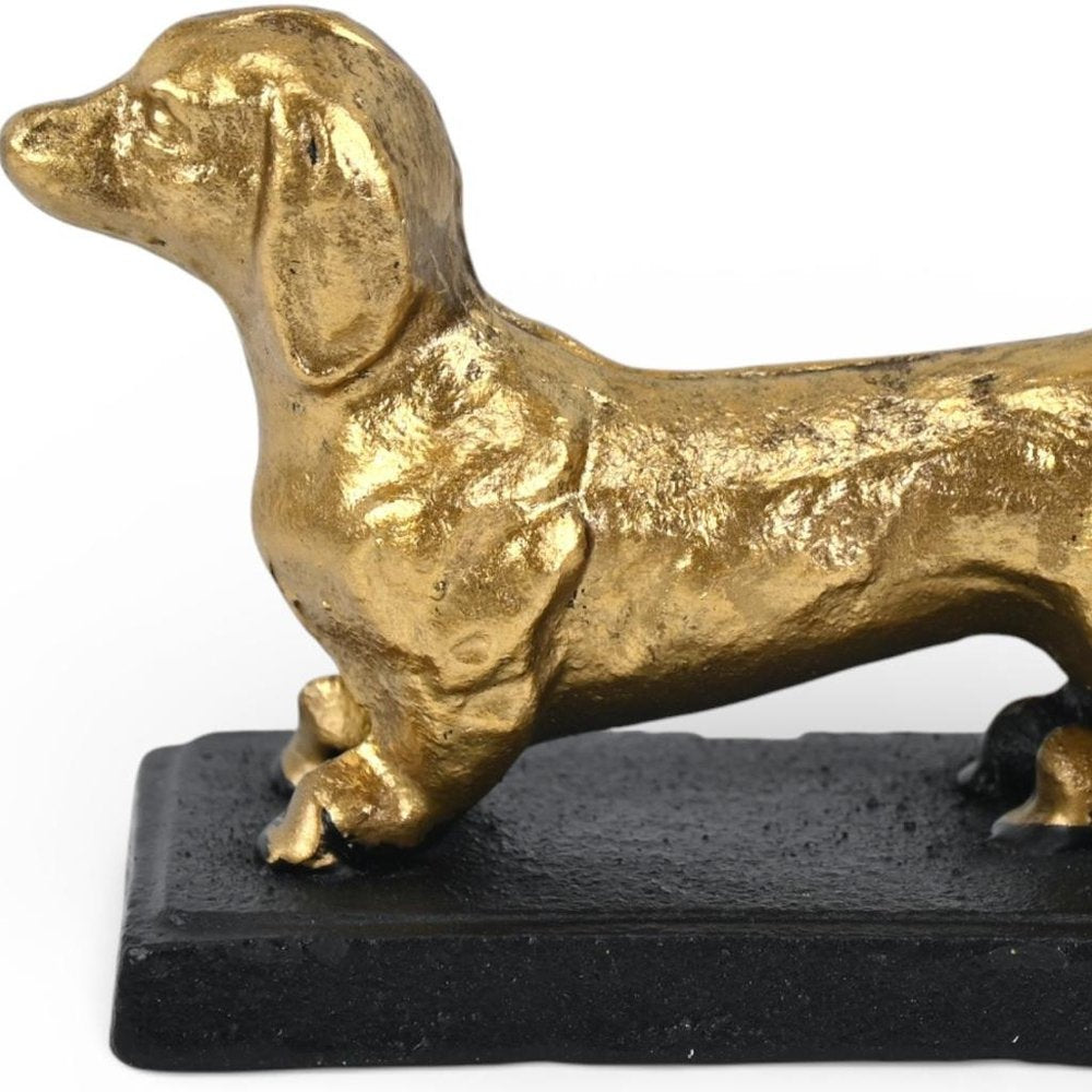 4" Gold Cast Iron Dog Hand Painted Figurine