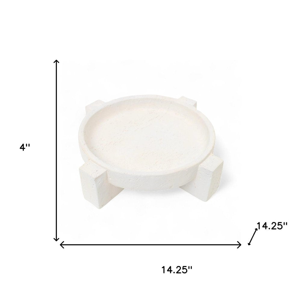 4" Beige Cement Hand Painted Decorative Bowl