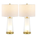 Set of Two 26" Gold Lighthouse Table Lamps With Drum Shades on a white background