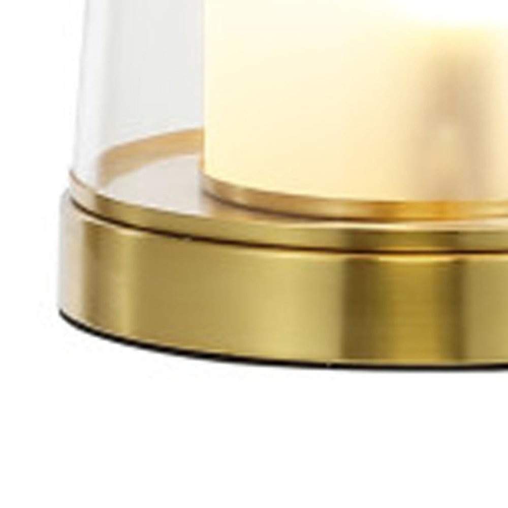 Set of Two 26" Gold Lighthouse Table Lamps With Drum Shades on a white background
