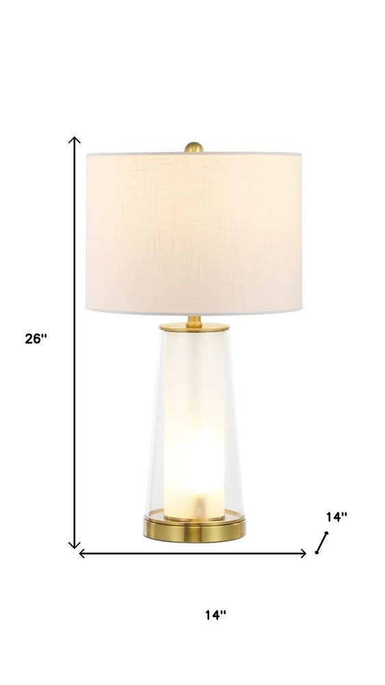 Set of Two 26" Gold Lighthouse Table Lamps With Drum Shades on a white background