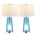 Set of Two 26" Silver Lighthouse Table Lamps With Drum Shades on a white background