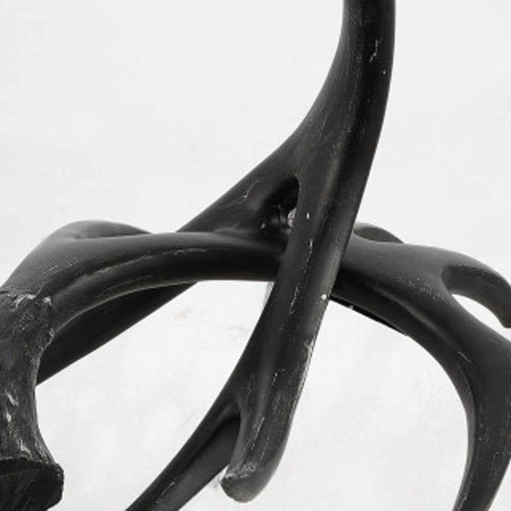 28" Black Antlers Table Lamp With Bell Shade. Table lamp isolated on a plain white background, finished in black.