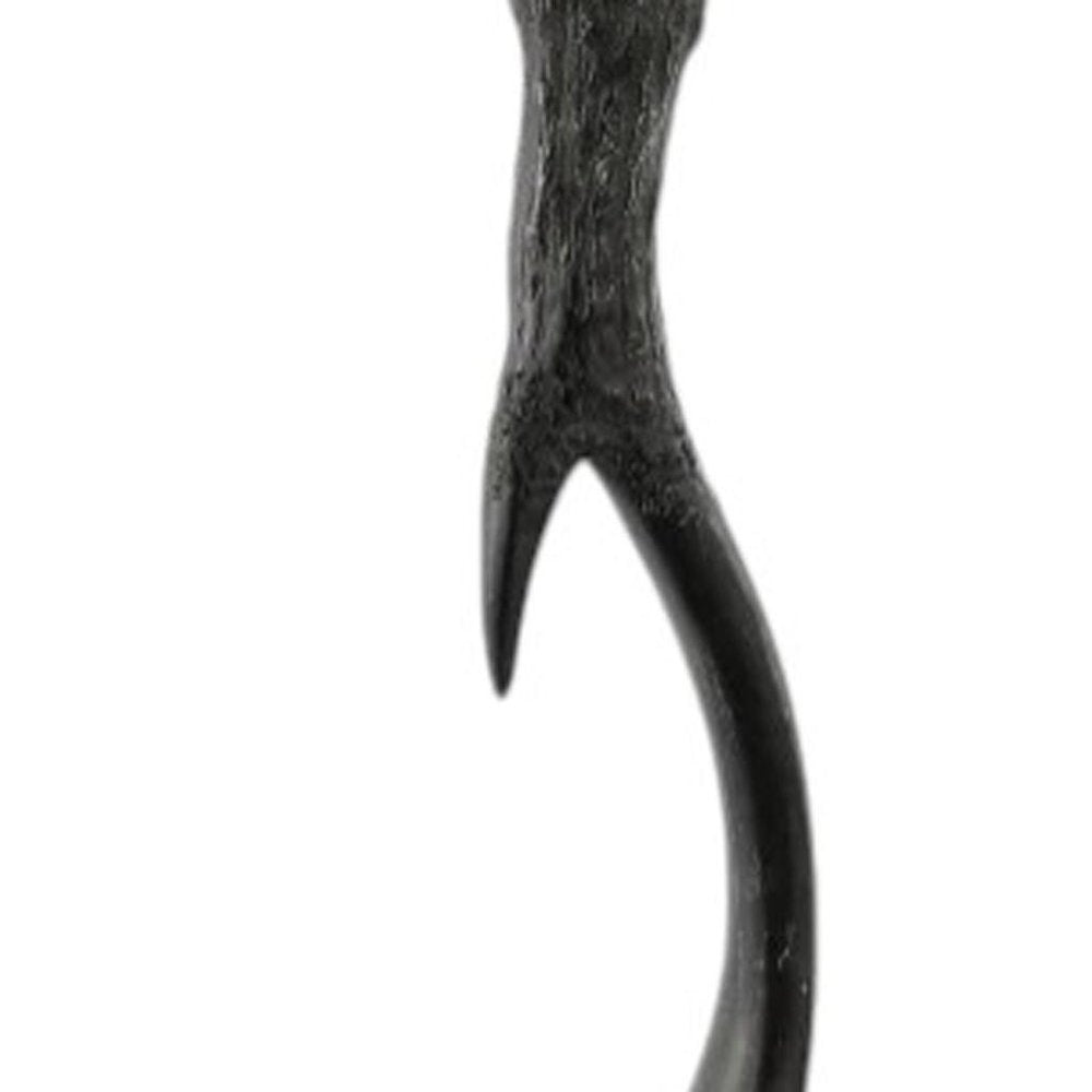 28" Black Antlers Table Lamp With Bell Shade. Table lamp isolated on a plain white background, in a black finish.