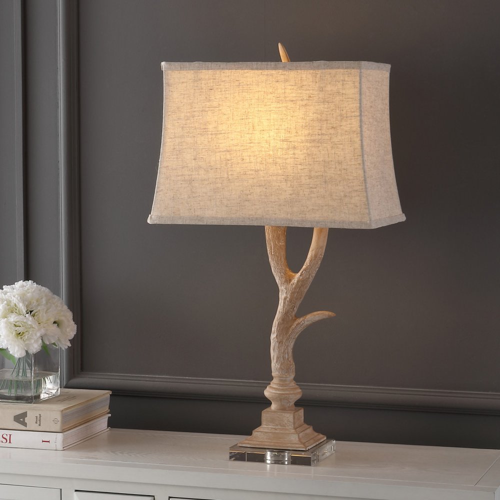 30" Clear Antlers Table Lamp With Shade.