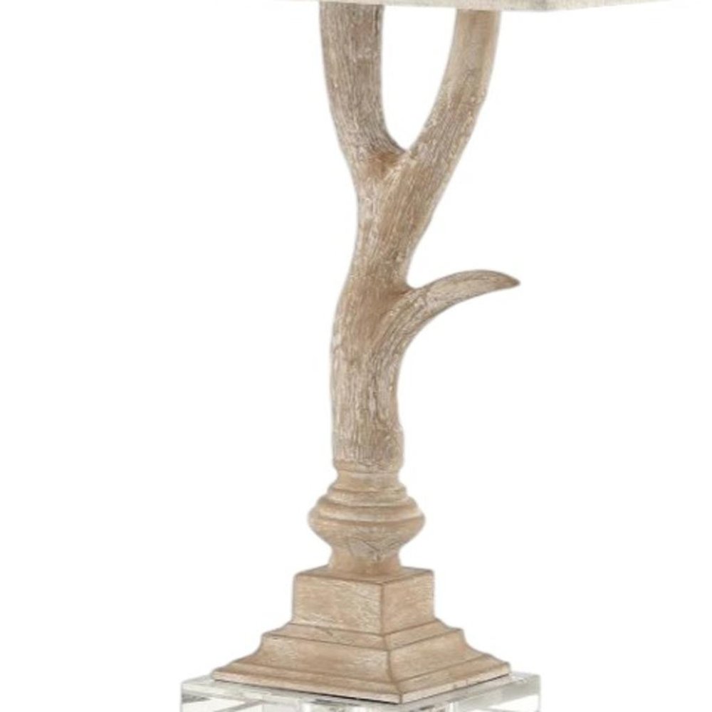 30" Clear Antlers Table Lamp With Shade. Table lamp isolated on a plain white background.