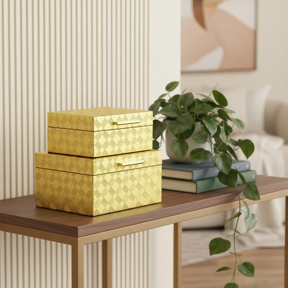 5" Gold Hand Painted Decorative Box