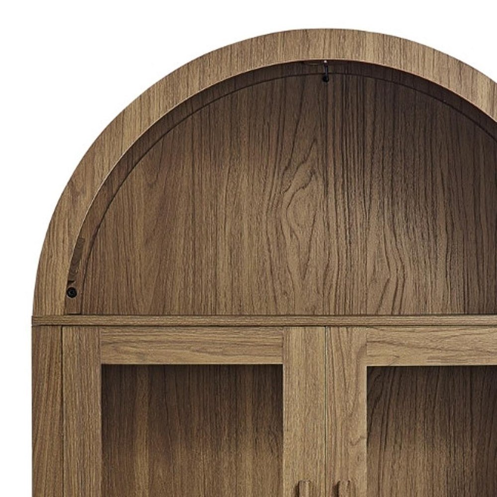 67" Brown Wood Oval Accent Cabinet With Two Doors