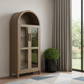 67" Brown Wood Oval Accent Cabinet With Two Doors