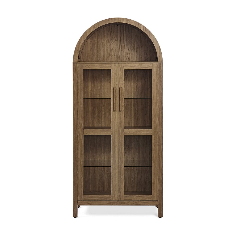 67" Brown Wood Oval Accent Cabinet With Two Doors