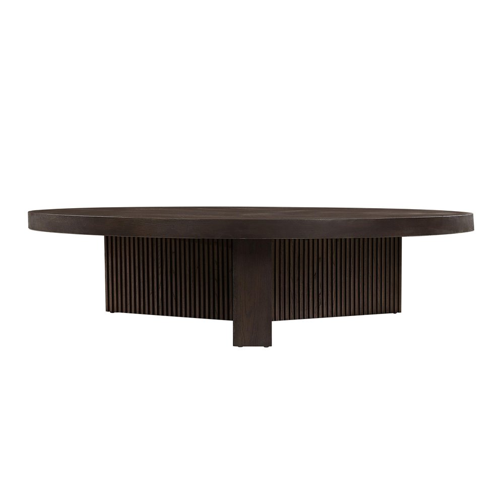 60" Espresso Wood Round Pedestal Coffee Table