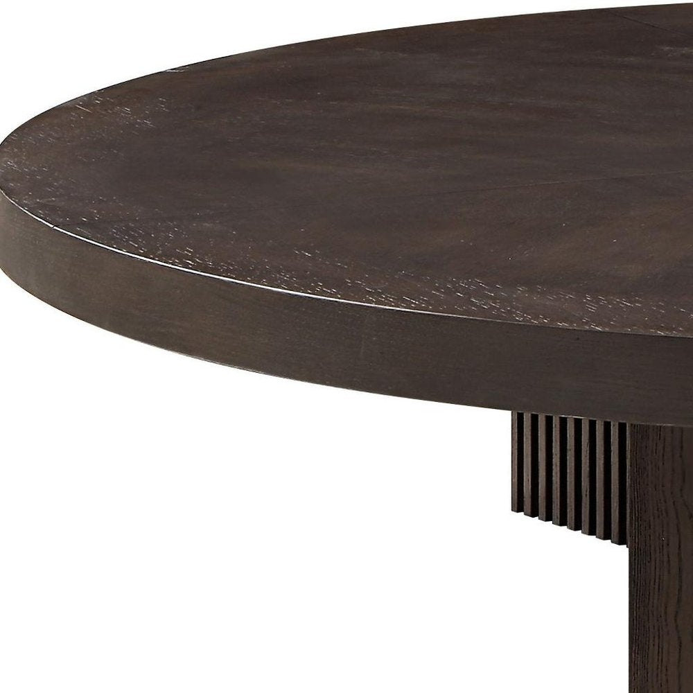 60" Espresso Wood Round Pedestal Coffee Table