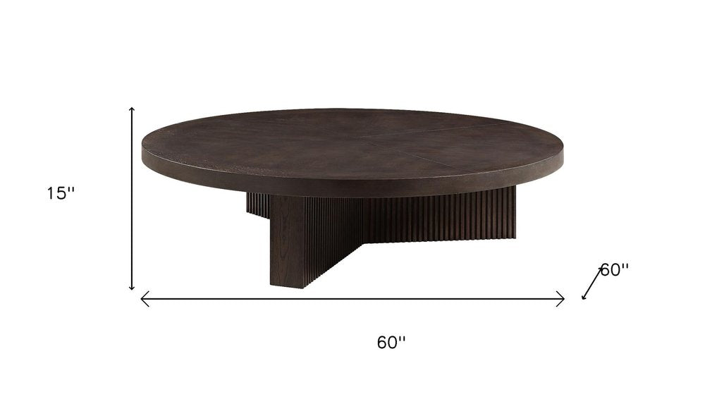 60" Espresso Wood Round Pedestal Coffee Table