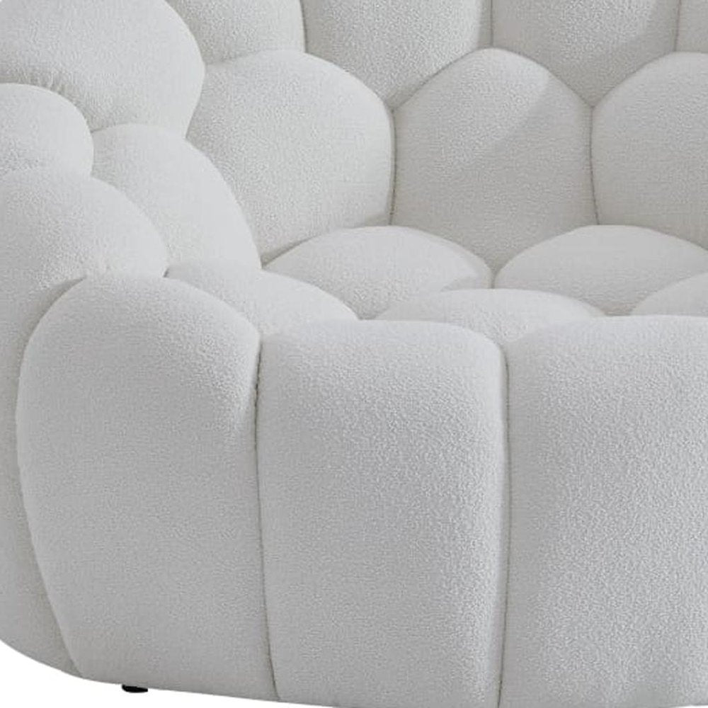 49" White Tufted Boucle Curved Lounge Chair