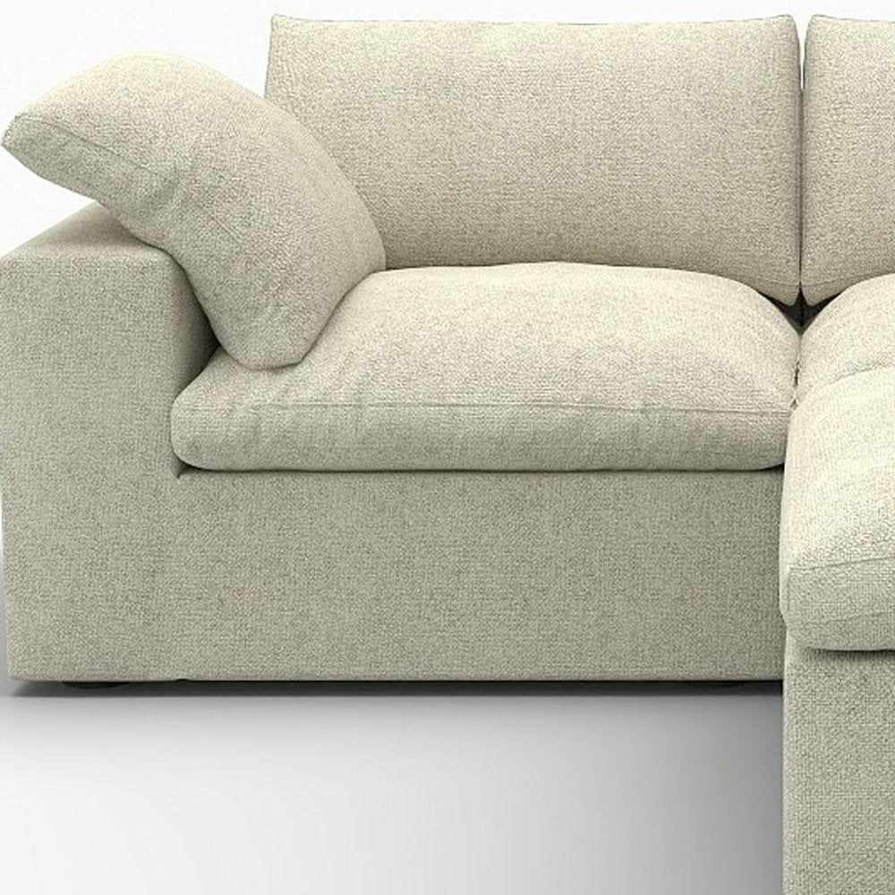 80" White Linen Blend Modular Loveseat With Storage Ottoman