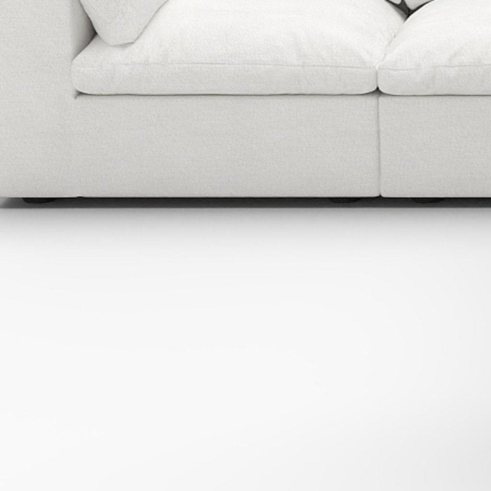 White Linen Blend Modular L Shaped Five Piece Corner Sectional