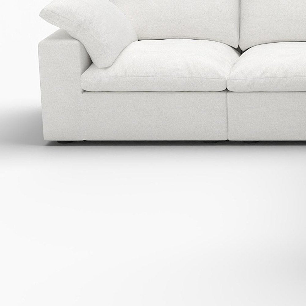 White Linen Blend Modular L Shaped Five Piece Corner Sectional